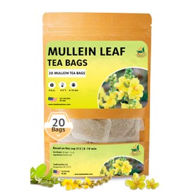 TeaDreamTea Dried Mullein Herbal Tea - Natural Mullein Flowers 20 Tea Bags - Caffeine-free - Pure Natural Premium Mullein Leaf - Mullein Herbal Teas with Cleanse Detox & Respiratory Support Effect
