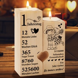 Blumuze 1 Jahrestag Geschenk Für Ihn Sie,Kerzenständer Geschenk Jahrestag Geschenk,Beste Hochzeitstag Jahrestag Geschenkidee, Geschenk Zum Jahrestag Für Freundin,Männer Frauen Paare, Mann Frau