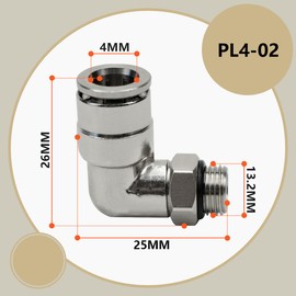 Bwintech 5 Pcs 4mm Tubing OD x 1/4" BSP Male Thread with O-Ring Elbow Nickel-Plated Brass Push to Connect Pneumatic Push Lock Fitting