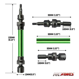 RCAWD 4X Slider Front/Rear Drive Shaft Set for 1/10 Arrma 3s Blx New Big Rock Monster Truck(Green)