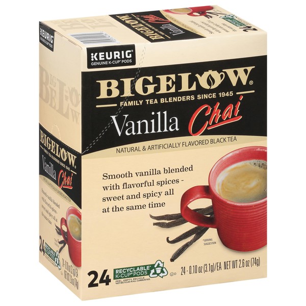 Bigelow Tea Vanilla Chai Keurig K-Cup Pods Black Tea, Caffeinated, 24 Count (Pack of 4), 96 Total K-Cup Pods
