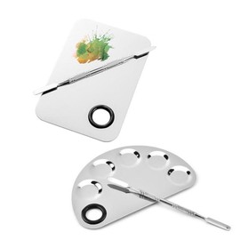Naekkeodeuktem Nail Art Mixing Palette and Spatula Set - 2 Types, Crescent and Square