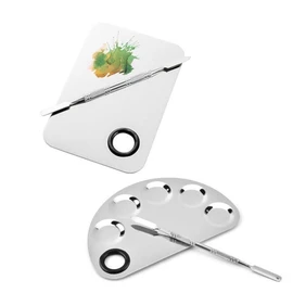 Naekkeodeuktem Nail Art Mixing Palette and Spatula Set - 2 Types, Crescent and Square