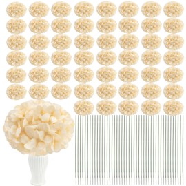 Nagobi 104 PCS Hydrangea Artificial Flowers Silk Floral Heads with Stems Full Hydrangea Flowers for Wedding Centerpieces Bouquets DIY Floral Decorations for Home Indoor (Champagne)