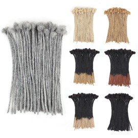 Vecago 12 inch 50 Strands Loc Extensions Human Hair, 0.4cm Width 100% Human Hair Dreadlock Extensions for Men/Women, Can be Dyed Soft Dreads Extensions,Salt/Pepper