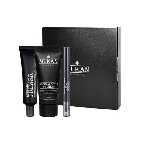 (Primer + BB + Concealer) Mukan For Men Makeup SET New Natural Facial Skin Care
