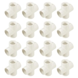 sourcing map 4 Pcs PVC Fitting, Cross 4 Way PVC 1 1/4" 1.3" PVC Connectors PVC Elbow PVC Pipe Fittings PVC Coupling PVC Furniture Corner Connector for DIY Garden Support Structure, White