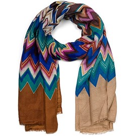 styleBREAKER 01017154 Women's Scarf with Colourful Zig-Zag Pattern Stole Multicoloured Serrated, brown / beige