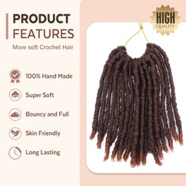 WIGNEE Crochet Hair 120 Strands Faux Locs 8 Inches Soft Locs Pre-Twisted Locs 6 Packs Pre-Looped Crochet Hair for Black Women(8 Inch,1B/350)