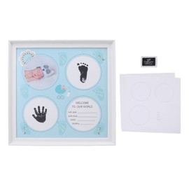 QANYEGN Baby Handprint Footprint Kit, Durable Plastic Density Board Frame, Hand Print Mold Kit for Newborn Boys and Girls(Blue)