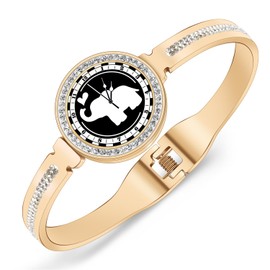 LONYOO Stainless Steel 18K Gold Plated Elephant Bracelet Elephant Gifts for Women Bangle Cuff Bracelets Animal Jewelry (Gold)