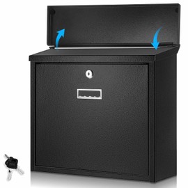 Yaocom Locking Mailbox Wall Mount 14.2 x 12.5 x 4 Inch Large Capacity Locked Mail Boxes with Key Lock for Outside Security Key Drop Box for House Outside