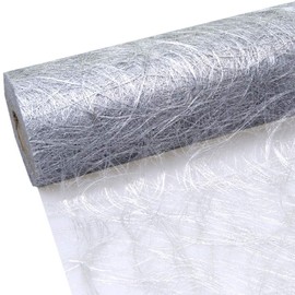 Sizoweb Table Runner – 25-metre roll + 100 Heart Decorations (30 cm Wide, Silver)