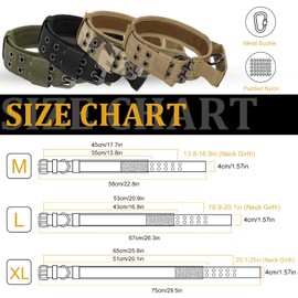 AKOFIC Tactical Dog Collar, Military Nylon Dog Collar with Control Handle and Heavy-Duty Metal Buckle, Reflective Adjustable Padded Training Dog Collar for Medium Large Dogs