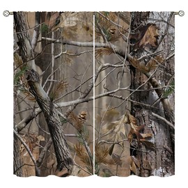Wusihorld Camo Tree Blackout Curtains for Home Decor,Realistic Forest Camouflage Rod Pocket Thermal Insulated Drapes Darkening Window Curtain for Girls Boy Bedroom Living Room 72 x 63 Inch
