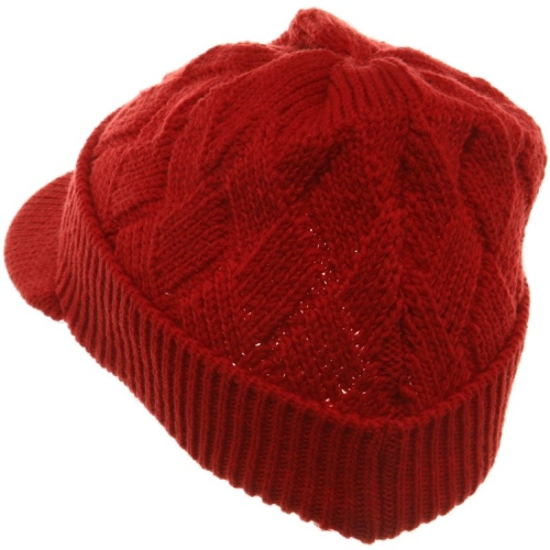 Acrylic Plain Beanie Visor-Red