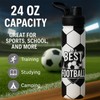 Insulated Stainless Steel Water Bottle with Straw, Soccer Water Bottle