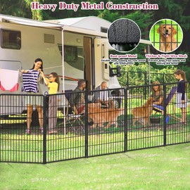 Jhsomdr Dog Playpen 40 inch Dog Fence 8 Panels Heavy Duty Dog Pen Indoor Puppy Pen Anti-Rust Pet Playpen with Door Exercise Pen for Large Medium Dogs Portable Pet Fence Outdoor for Yard RV Camping