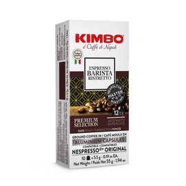 Kimbo Espresso Ristretto Espresso Aluminium Capsules | Dark Roast | Nespresso Compatible | Smooth & Rich Italian Espresso | Medium Dark Roast, 10 Count