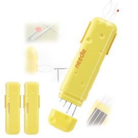 3Pc New Upgraded 3 in 1 Automatic Needle Threaders Seam Ripper with Magnetic Storage Needle Box,Needle Threaders Quick Sewing Kit (Yellow)