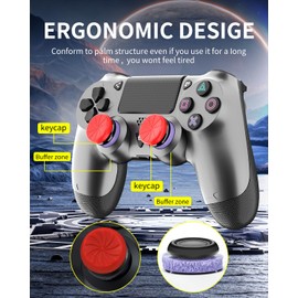 ThinTree Steel Black Wireless Controller Compatible for PS-4/Pro/Slim/PC, (Includes A Pair of Joystick Caps and Cushioning Pads), 3.5mm Audio Jack