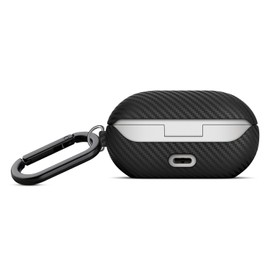 Haobobro Leather Case - for Beats Solo Buds Case Cover with Keychain - Selected Skin-Friendly Leather, with Carbon Fibre Texture, Handmade Shockproof Hard Cover for Beats Solo Buds 2024 - Black