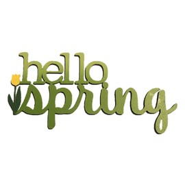 Roeda Brighten Your Life 13848G Hello Spring Word Phrase with Yellow Tulip Accent Magnet Made in USA