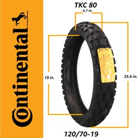 Continental TKC 80 120/70-19 M/C 60Q TL Twinduro M+S Front Motorcycle Tire - Durable Off-Road & On-Road Motorcycle Tire for Adventure Touring
