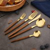 BRIIEC 20-piece Wood Silverware Set for 4, Include Knife Fork