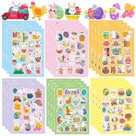 lwtyxu 24 Sheets Easter Stickers, Easter Basket Stuffers for Teens and Adults, Vinyl Easter Gifts, Decorations, Crafts, Activities, Party Favors