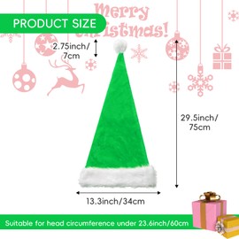 CIPOWM Long Santa Hat for Adults, Velvet Santa Hats Plush Christmas Hat for Xmas New Year Party Decorations and Supplies (Green)