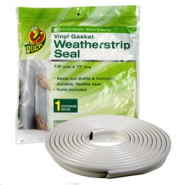 Duck Brand Vinyl Gasket Weatherstrip Seal, 1/4-Inch-by-7/8-Inch-by-17-Feet Gasket Weather Seal, 1280121