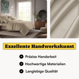 Seralino Satin Bed Linen 135 x 200 cm Cotton Beige Taupe + Pillowcase 80 x 80 cm Bed Linen 100% Cotton (Organic Cotton) Zip Pillowcase 80 x 80 cm Cotton Aesthetic Bed Linen Plain