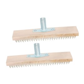 CAXUSD 2pcs Plated Wire Brush for Moss Removal Concrete and Floors Handle Cleaning Tool for Garden and Household Use