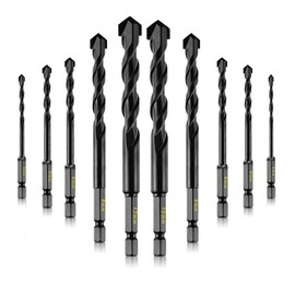10-Piece Tile Drill Bit for Concrete, Stone, Masonry Drill Bits for Glass, Brick, Tiles, Plastic, Ceramic and Wood, Size 4 to 12 cm