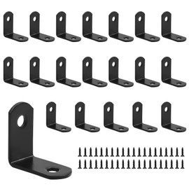 Biqing 20PCS L Brackets Corner Brace 90 Degree Metal Corner Brackets for Shelves Dressers Chairs with Screws 1.1 x 1.1 inch (30*30mm) Black