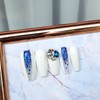 Majestic Blue Line Handmade Nail Tips - Long Oval /