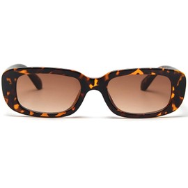 boqopod UV400 Protection Rectangle Sunglasses for Women Men Retro 90’s Vintage Fashion Narrow Square Sun Glasses SG16123 (Tortoise)