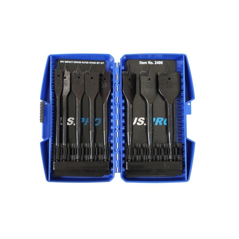 US PRO Impact Driver Spade Drill Bit Set, 12-32mm, 8