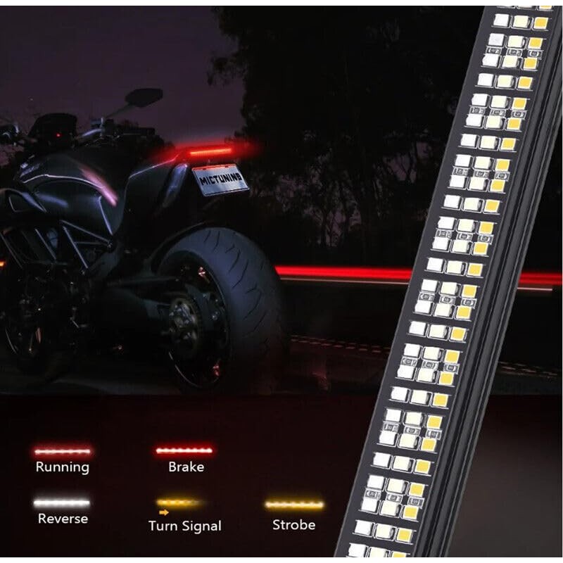 TooToo Motorcycle Tail Light Strip Aluminum Triple LED Sequential Turn