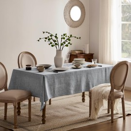 YZJZEDS Linen Tablecloth for Rectangle Table 60x84 Inch Grey, Farmhouse Style Grey Tablecloth, Water Resistant Burlap Tablecloths for Dining Table Farmhouse Kitchen