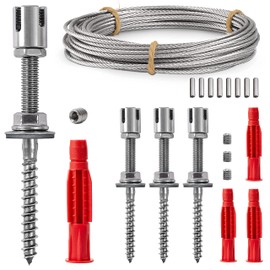 GARDELI® Stainless Steel Trellis for Climbing Plants, Professional System as a Complete Set with Wall Brackets and 3 mm Steel Cable (4 Holders, 6 m Rope)