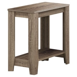 Monarch Specialties Accent End Side Lamp Table with Shelf, 24" x 12" x 22", Dark Taupe