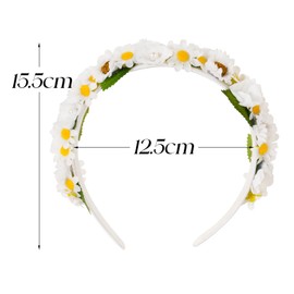BOOMTOP Flower Headband Sunflowers Communion Hair Accessories Girls Daisy Headband Women's Bridal Flower Wreath Hair Christening White Princess Hair Band Wedding Flower Girl Hair Wreath with 3D