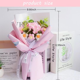 Aiouclay for Mom, Crochet Carnation Bouquet Pink, Knitted Flowers, Carnation Flowers Bouquet, Get Well Gifts, Mother's Day Birthday Gifts for Women, Mom (Pink)