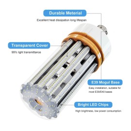 daylight 150W LED Corn Light Bulb 5000K Daylight 22500 Lumens Super Bright, E39 Large Mog
