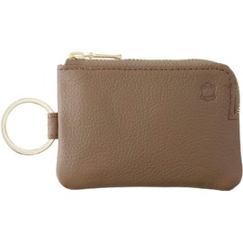 Slip-on OSL Key Pouch Mini Taupe OSL-2002 Genuine Leather Key Case Trinket Holder
