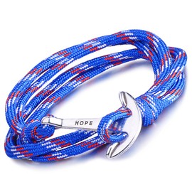 Infinite U Fashion "Hope" Sailor Anchor Womens Mens Wrap Bracelet Braided Colorful Nylon Rope Alloy Multilayer Charm Wristband Bangle