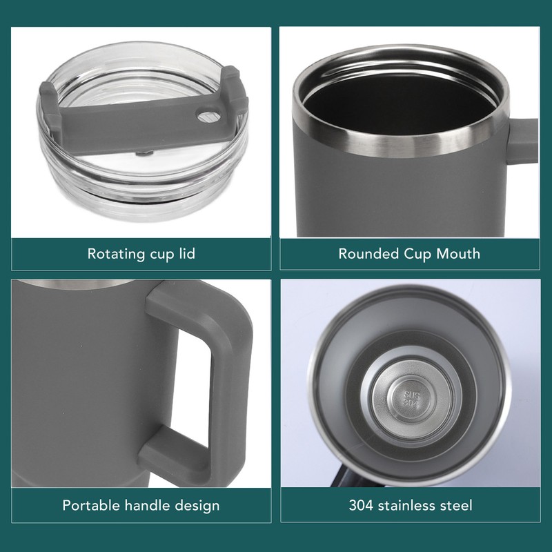 40oz Stainless Steel Vacuum Insulation Water Mug with Handle Straw