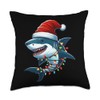 Shark Santa Hat Christmas Lights Sharkmas Tree Boys Girls Throw